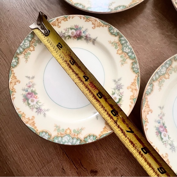 4 PCs Vintage Noritake Japan Jacquin Berry Bowls 6.25", Multi Floral Green Edge - Picture 3 of 5
